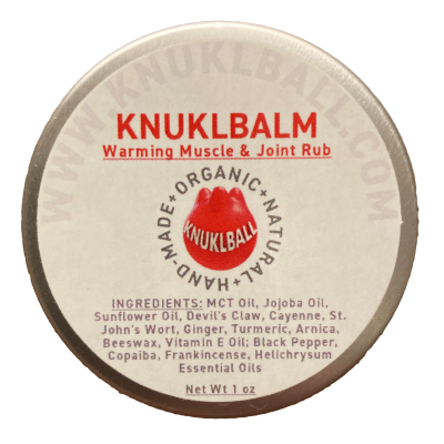 Knuklbalm Warming Muscle & Joint Rub: Organic and natural balm with ingredients like arnica, cayenne, and essential oils for muscle and joint pain relief